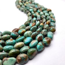 Natural Turquoise Nugget Beads 10x8mm , Smooth Gemstone Strand for Jewelry Maki