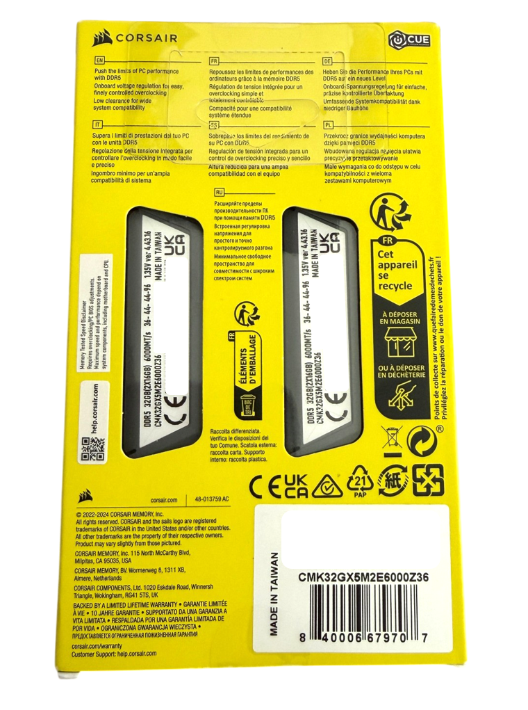 CORSAIR Vengeance 32GB (2x16GB) DDR5 CL36 6000Mhz Desktop RAM