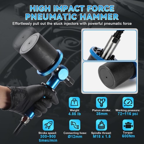 27PCS Pneumatic Injector Removal Puller Kit Diesel Injector Extractor Air Tool - Picture 4 of 9