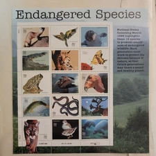US ENDANGERED SPECIES STAMPS SHEET OF 15 X 32c MNH 1996 WILD ANIMALS SCOTT #3105
