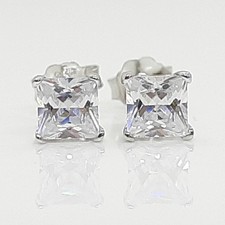 .80ctw White Sapphire (4mm) 925 Sterling Silver Stud Earrings