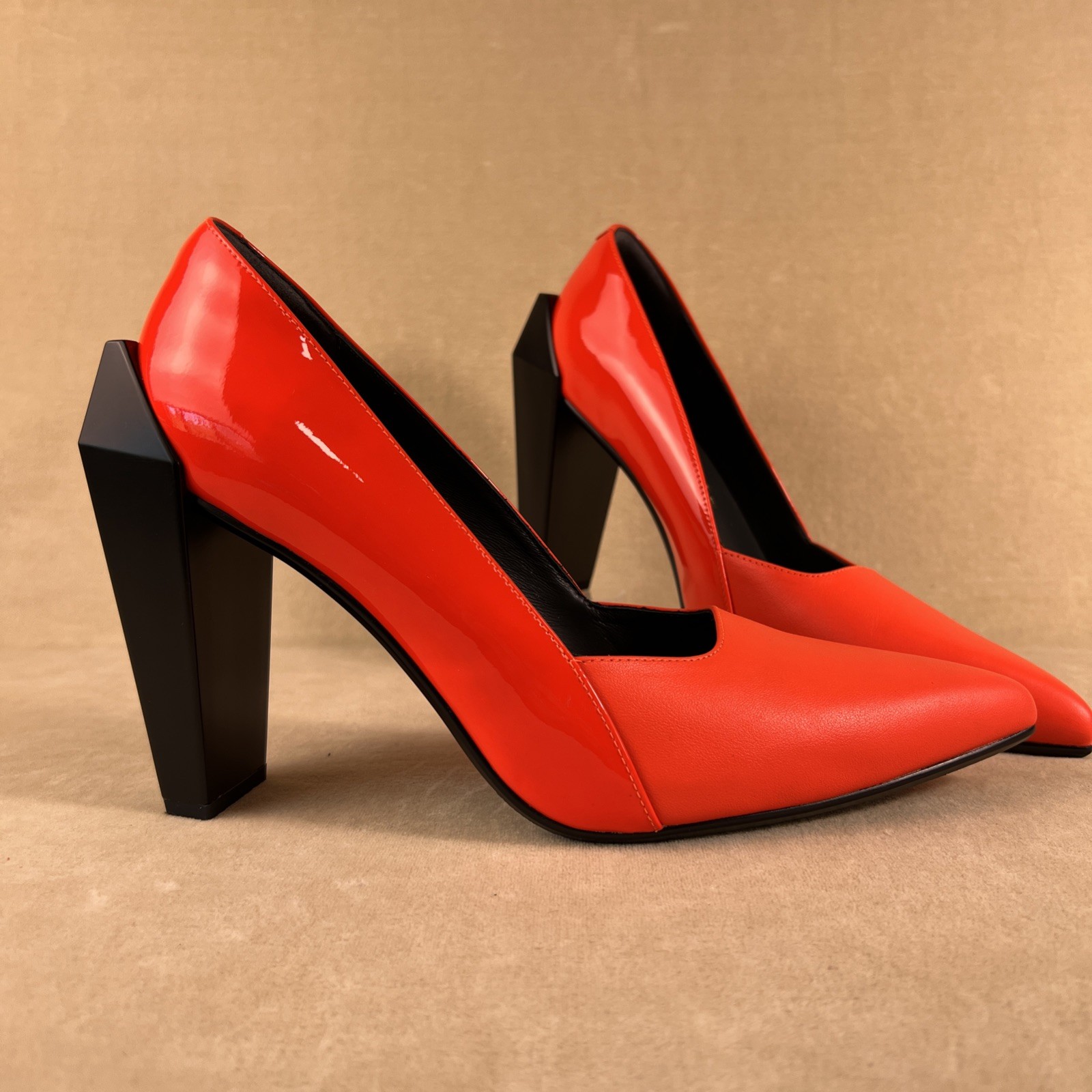 United Nude Gem Pump Hi Fluo Red Leather Pointed Toe Chic Lux Modern Preloved image 5