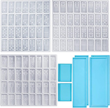 4 Packs Domino Molds and Dominoes Box Molds, 92 Cavities Double 12 Silicone Epo