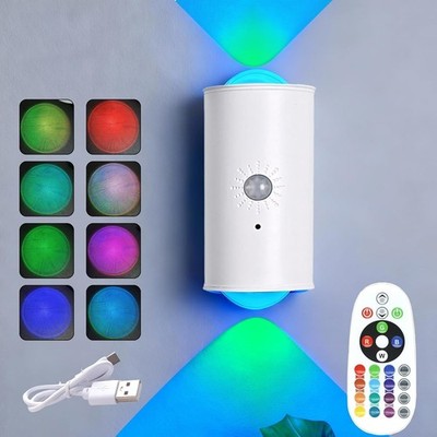2er LED Nachtlicht mit Bewegungsmelder RGB Gradient Wiederaufladbar Wandlampe DE