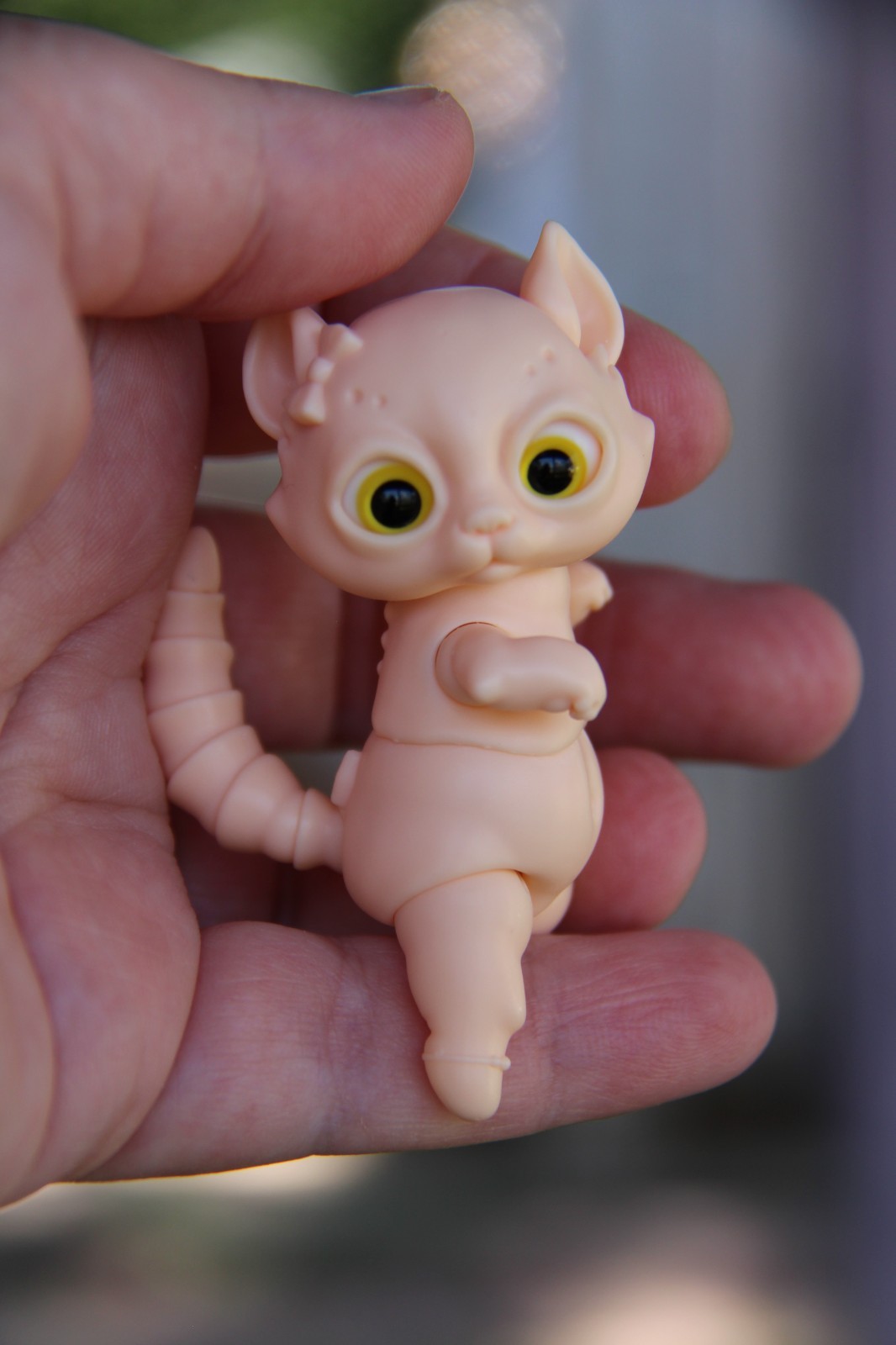 BJD Ball Jointed Kitten 70mm 2.75" Resin Cat Doll Glass Eyes