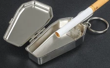 2piece Stainless steel metal cigarette ashtray holder box case key ring ZX-260