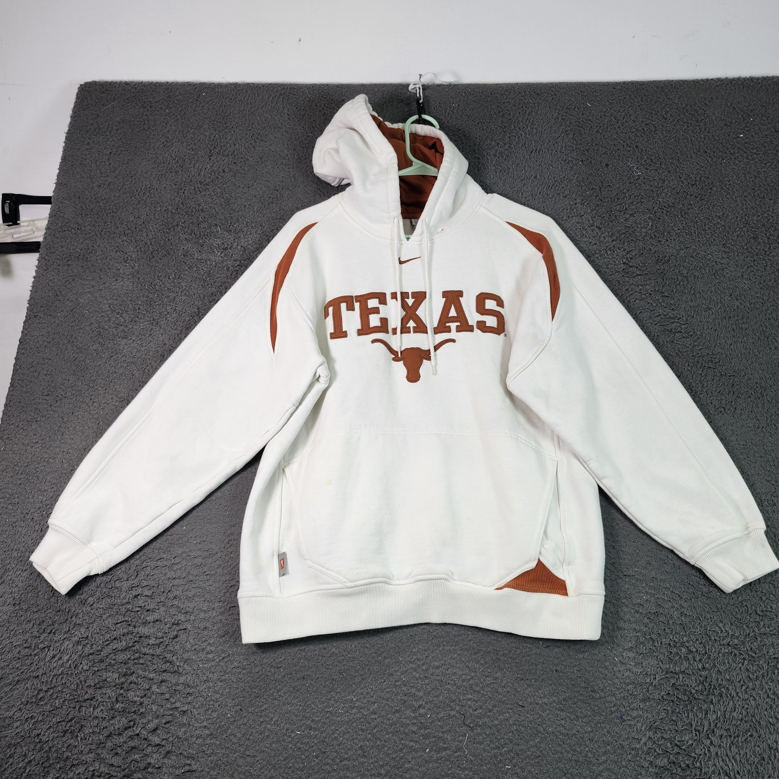 Texas Longhorns Hoodie Mens Small White NCAA Football Nike Sweatshirt Pullover