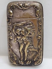Vintage Repoussé Erotic Happy Couple Match Safe Lighter Case S1