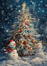 Christmas Tree Snowman Diamond Art Kits for Adults, 5D Diamond Painting Kits for