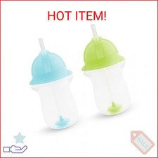 Munchkin Any Angle Weighted Toddler Straw Cups with Click Lock Lid, 10 Ounce, 2