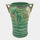Roseville Luffa Green 1934 Vintage Arts And Crafts Pottery Ceramic Vase 688-8