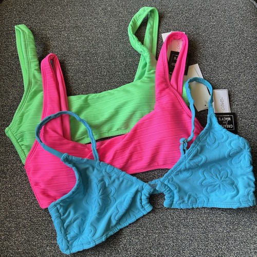 Macys Swimsuit Top LOT of 3 Womens Juniors Size L Salt Cove Summer Swim Beach