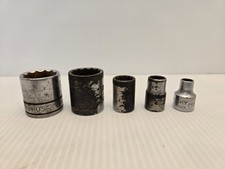 5 Vintage Husky 3/8 Drive Sockets 13/16", 3/4", 1/2", 7 16", 1/4" MADE IN USA