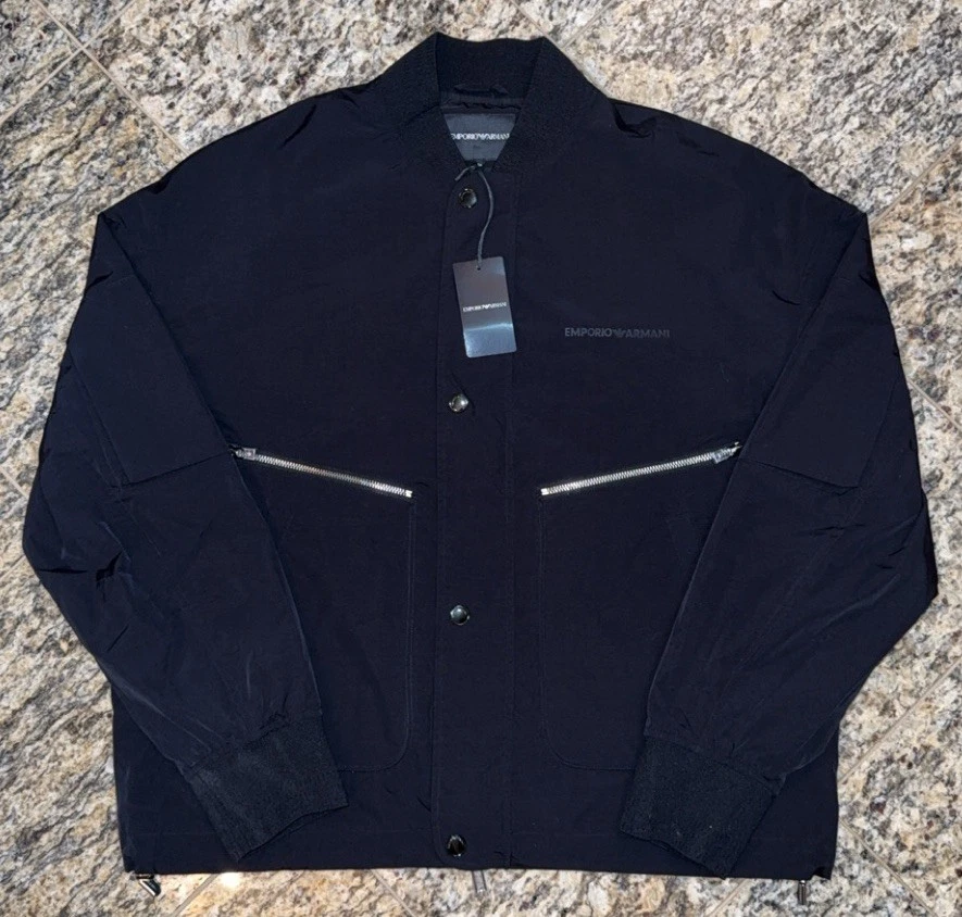 EMPORIO ARMANI $675 Mens BLOUSON JACKET Full Zip Black Size 50-56 AUTHENTIC NEW - product detail image 1