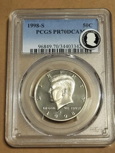 1998-S Kennedy Half Dollar 50c Proof PCGS PR70DCAM Exceptional Cameo Contrast