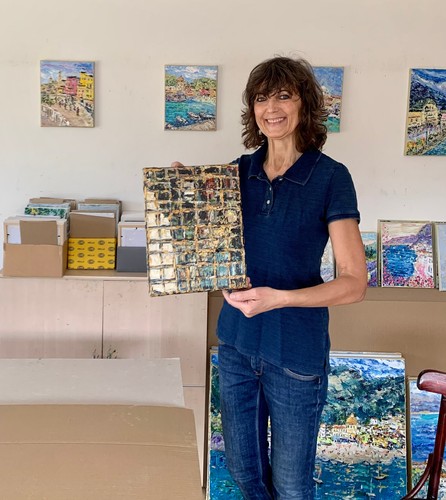 Mosaïque abstraite Impasto peinture huile sur toile décoration murale moderne peinture - Photo 6/7