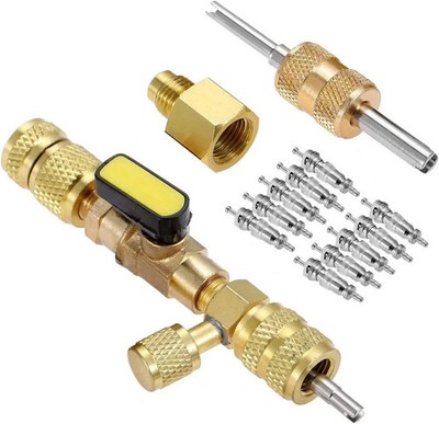 HVAC Valve Core Removal Tool Kit for R410A R22 R12 R32 R407 R404 Systems