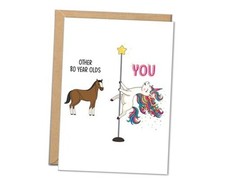 80th Birthday Cards for Women, Funny Turning 80 Card for Dancing Unicorn