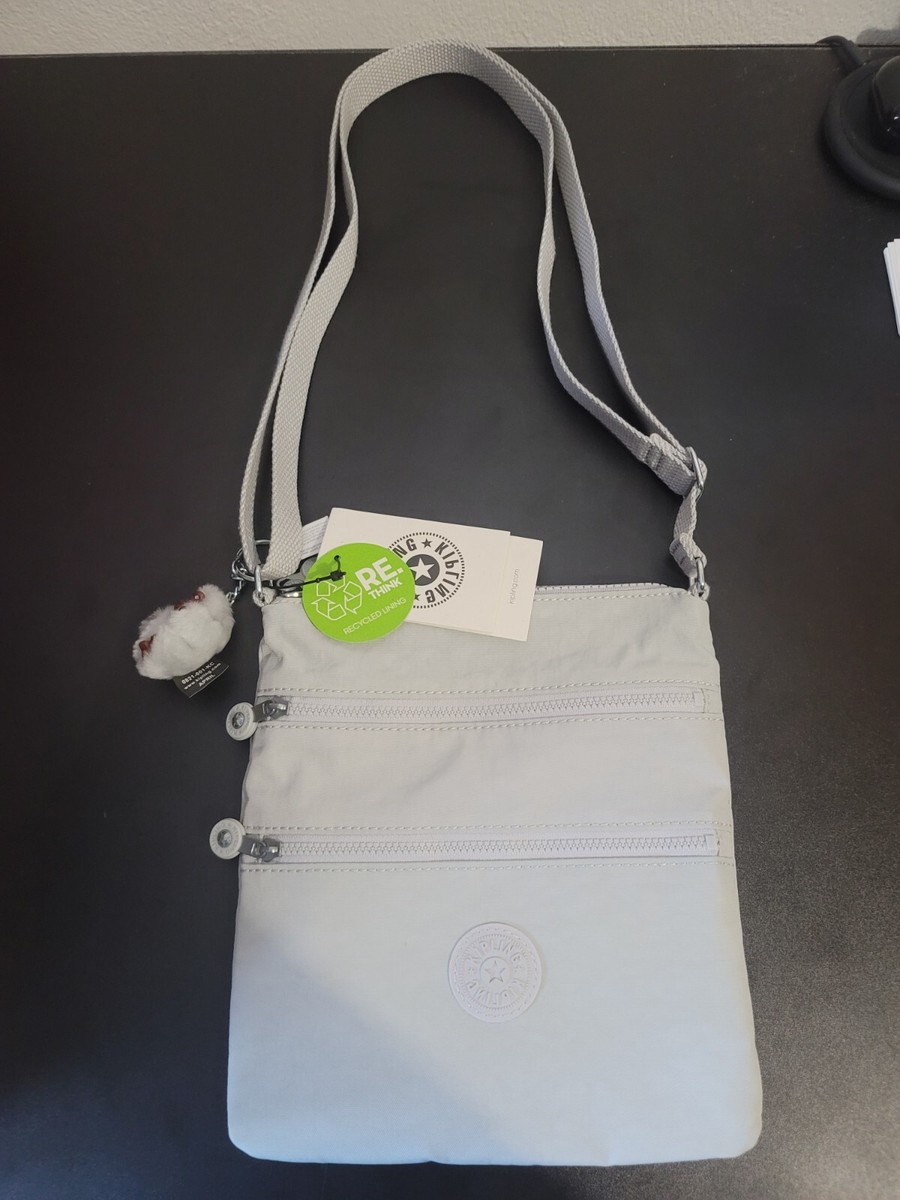 Kipling KI1678 Shell Gray Keiko Crossbody Bag w/Adjustable