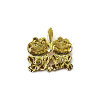 14K Gelbgold zwei Frosche Charm Halskette Anhänger ~ 0,7 g