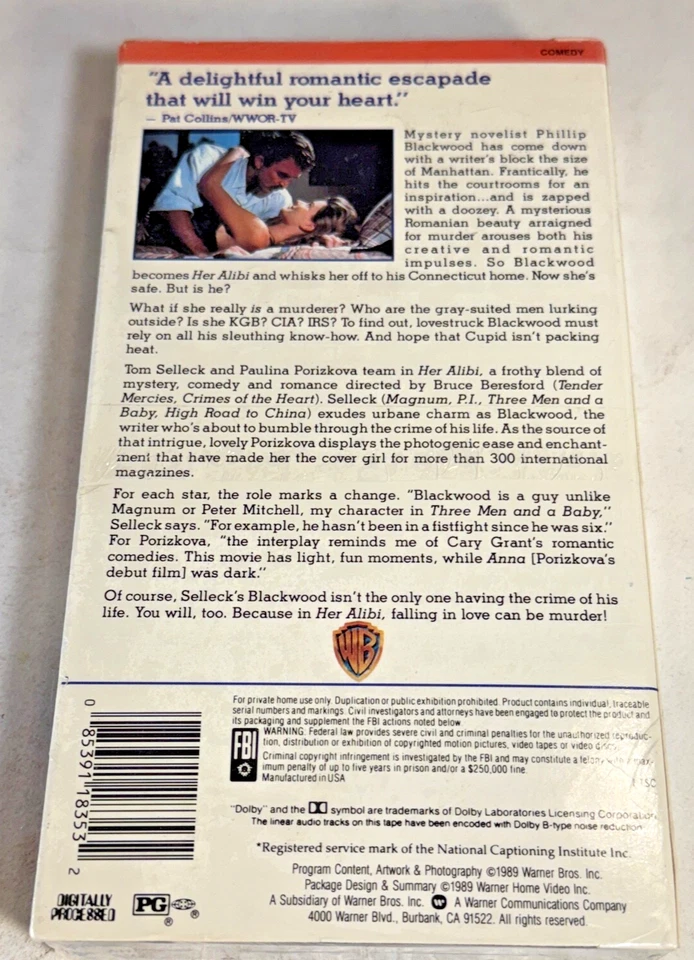 TOM SELLICK HER ALIBI SEALED VHS  RARE MAGNUM PI - Image 3 of 4