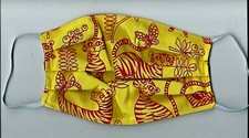 Cat FACE MASK cotton fabric Red Stripe TIGER reversible reusable HANDMADE in USA