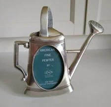Kirk Stieff for Lenox Watering Can Pewter Table Top Easel Photo Picture Frame