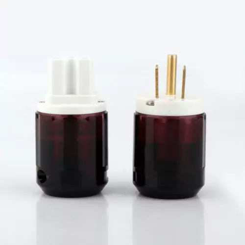 Paar Gold/Rhodiniert US AC Audio Netzstecker IEC C15 HiFi Stromkabel Stecker - Bild 14 von 31