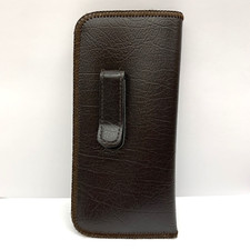Vintage Brown Faux Leather Vinyl Soft Eyeglass Case With Clip 6 3/4  H