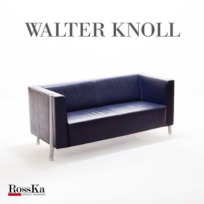 Walter Knoll 2-Sitzer Sofa Leder Dunkelblau
