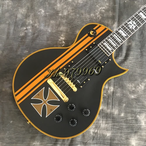 James Hetfield Iron Cross EC1000 Les Paul Matte Black Mahogany Neck Gold Parts