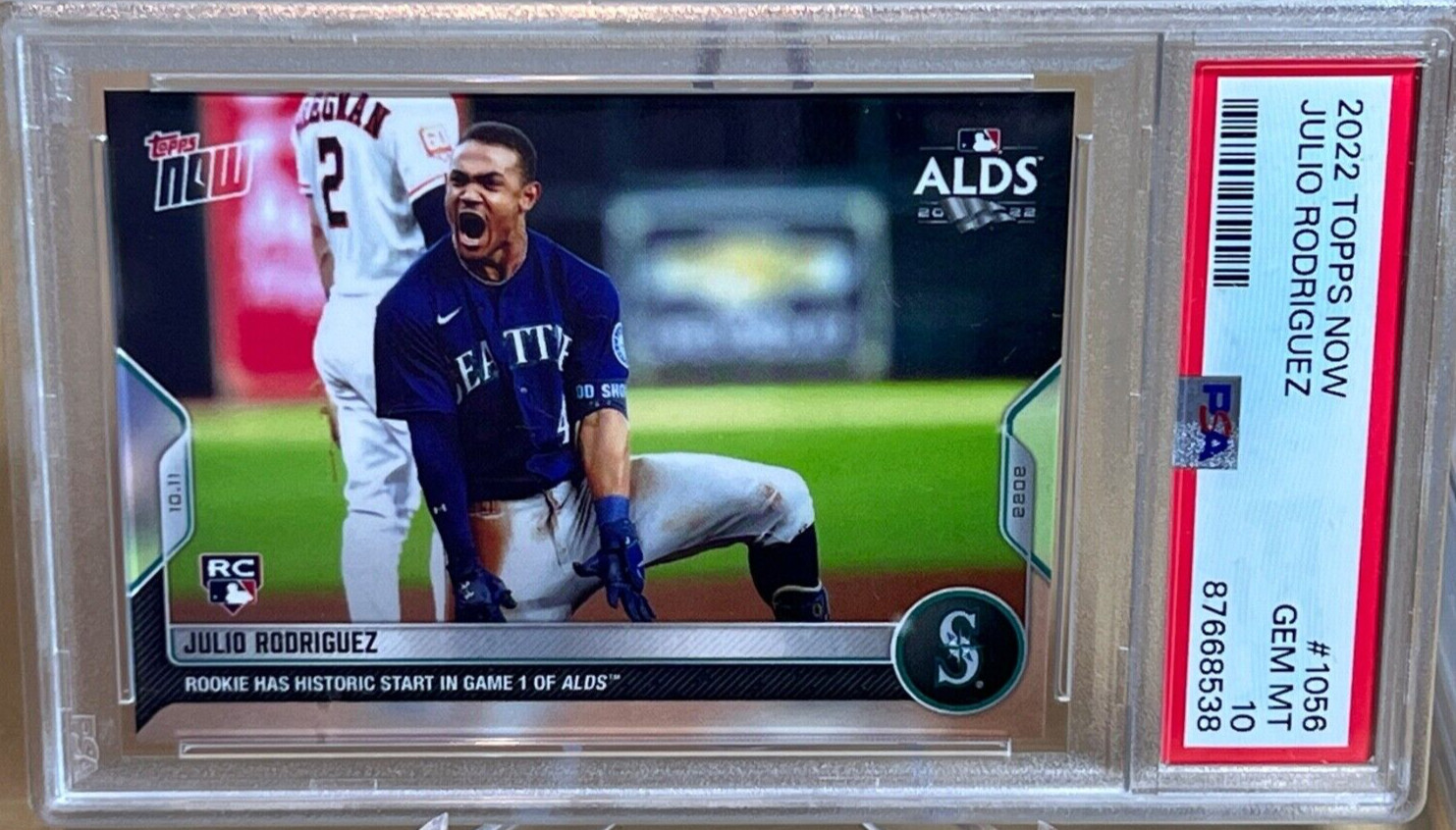JULIO RODRIGUEZ * PSA 10 * 2022 TOPPS NOW ALDS HISTORIC START ROOKIE CARD #1056 view 1