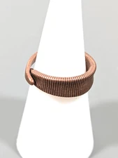 Copper Ribbed Asymmetrical Band Ring Boho Retro Modernist Size 6