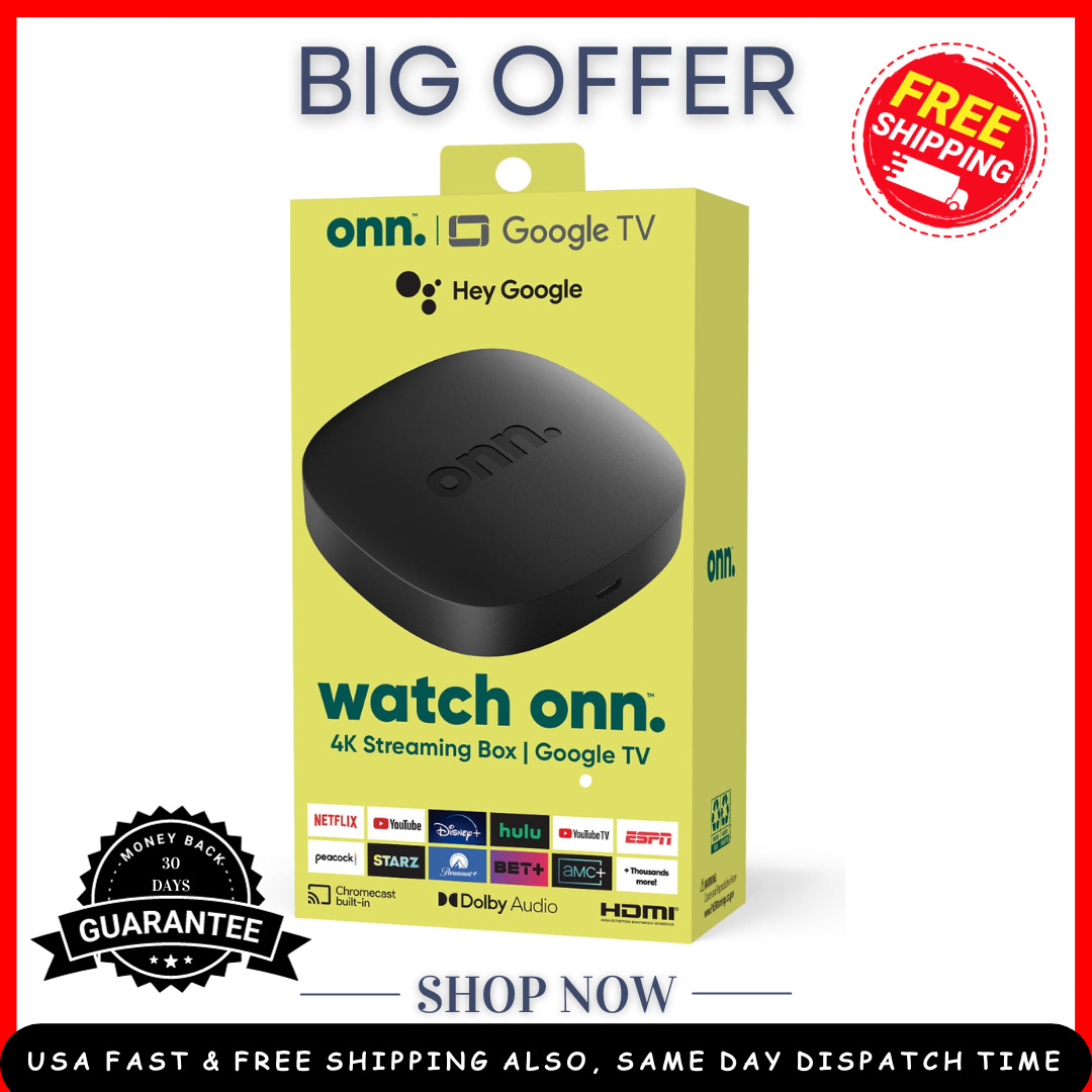 onn. Google TV 4K Streaming Box (New, 2023), 4K UHD resolution