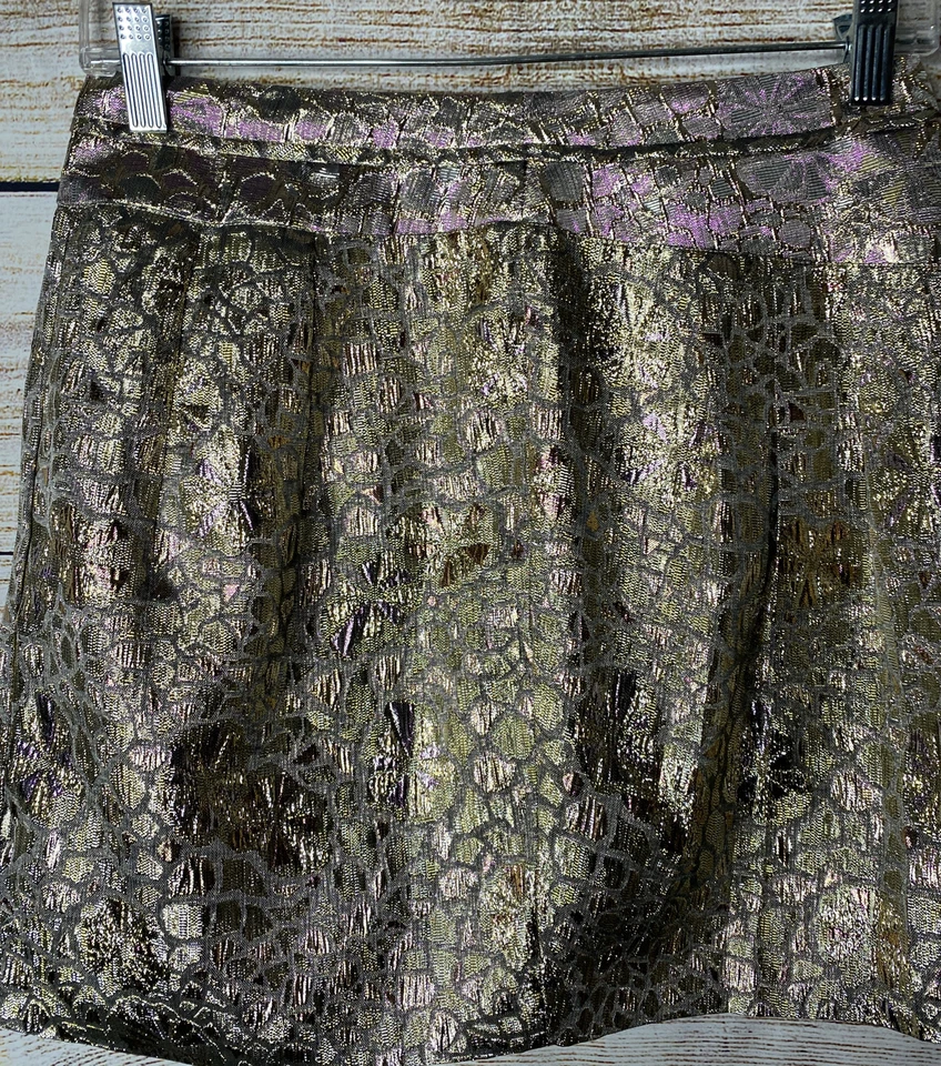 Kimchi 蓝色裙 4 码内衬侧拉链金属色多色 26x16 — 第 4/4 张图片