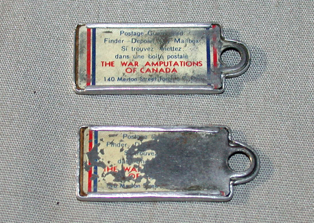 1965 Quebec Canada Set Pair of War Amps Mini License Plate Keychain