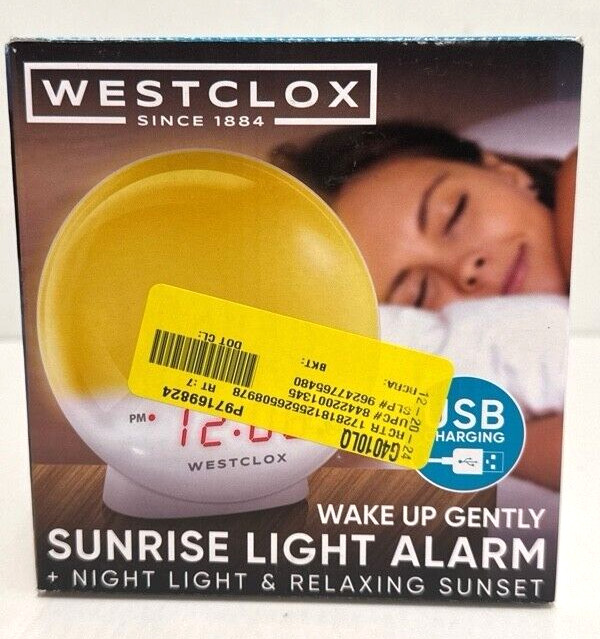 Westclox 71051 Sunrise Simulator Alarm Clock 5 in White Digital LED Display
