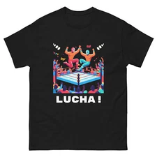 Lucha Madness! Custom Pro Wrestling Shirts for Men and Women (blue and black)