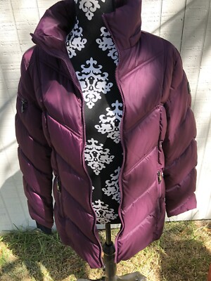 Nautica Women's Midweight Puffer Jacket Missing Fur Trim, Purple Tulip,  Large CR