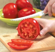 Rada Tomato Slicer Knife Dual Serrated 5" blade USA made cutlery L/R silver R126