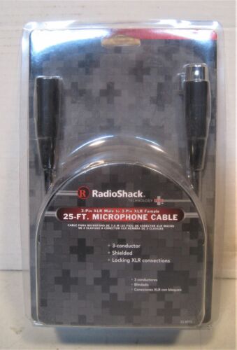 RADIOSHACK 25ft 3-PIN XLR MALE TO 3-PIN XLR FEMALE- NEW IN PACKAGE - Picture 1 of 3