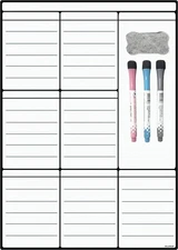 Dry Erase Weekly Planner Board, 16" X 12" Multiple Use Magnetic Whiteboard Chore