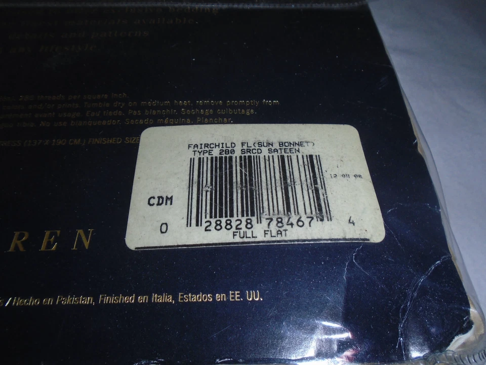 Ralph Lauren Home Fairchild Floral Sun Bonnet Sateen Full Flat Sheet NOS 280 TC - Image 4 of 4