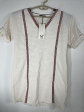 Zara TRF collection cream tweed embroidered striped dress Large boho festival