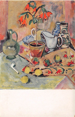 Postcard Oskar Moll, still life postcard Silesian Museum of Bild Arts in Wroclaw