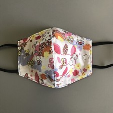 Hello Kitty Flower Handmade Cotton Face Mask Sanrio Reversible Maroon Fabric