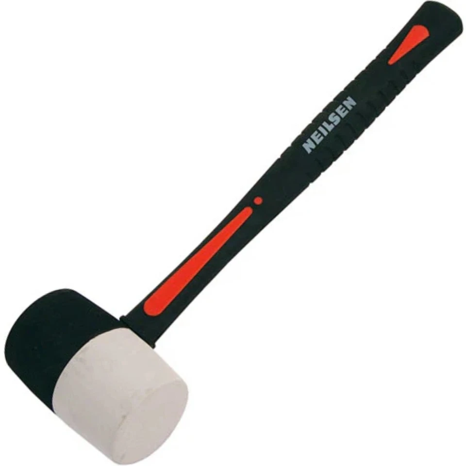 NEILSEN Rubber Mallet 16oz White No Mark & Black Hammer Fibreglass Camping Paving Tool