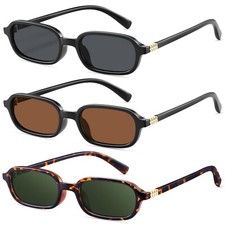 Retro Rectangular Sunglasses for Women Narrow Trendy Small 90s Style Square F...