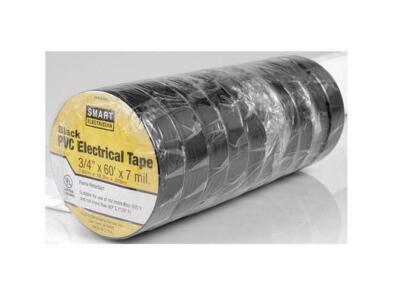 10 pack 3/4'' x 60' Black PVC Pro Grade Electrical Tape 7 mil Flame Retardent