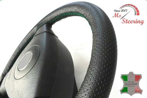 PARA SUBARU OUTBACK 00-07 CUBIERTA VOLANTE CUERO NEGRO PERF VERDE OSCURO STIT - Imagen 2 de 6